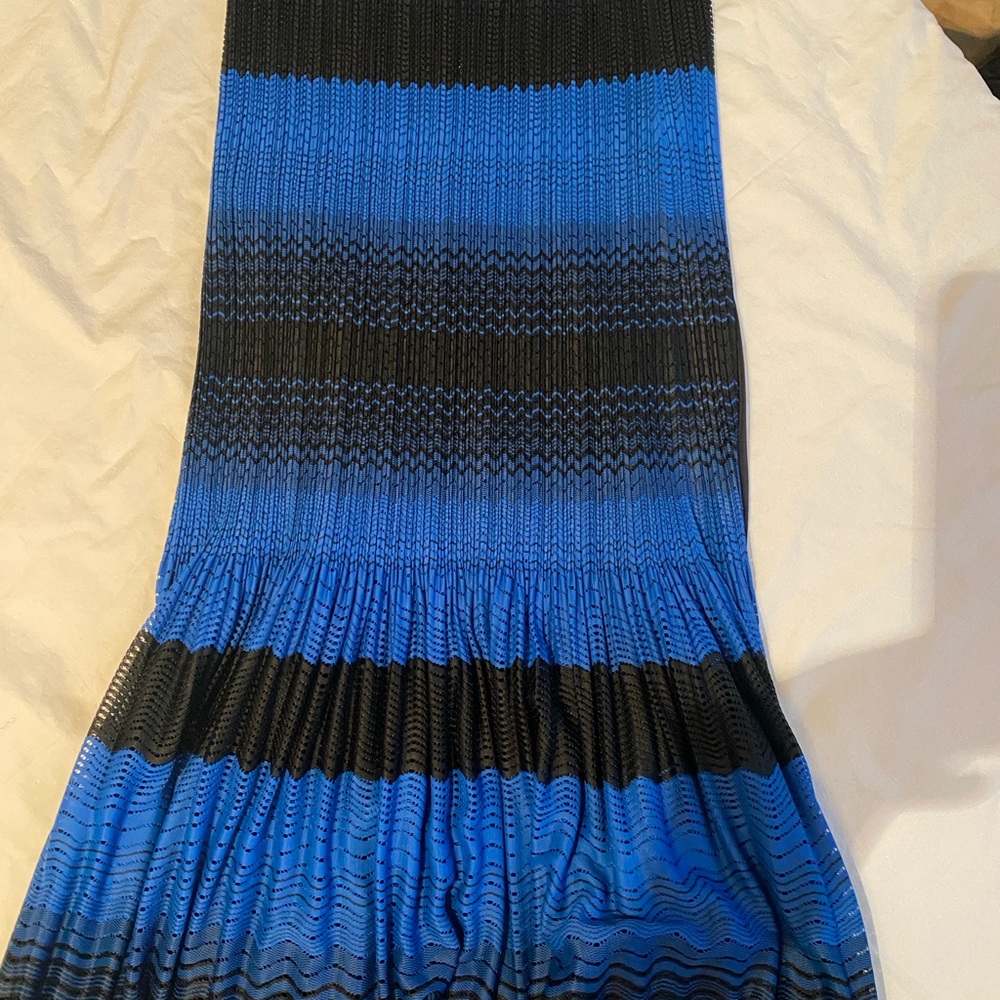 Issey Miyake Blue and Black A-Line Skirt